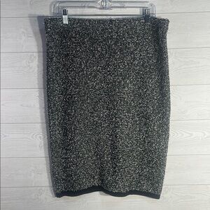 Calvin Klein Black and White Knit Knee-Length Pencil Women's Size XL